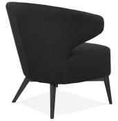 Fauteuil lounge design à accoudoirs 'BLACK COBBE' en tissu noir pieds en bois noir