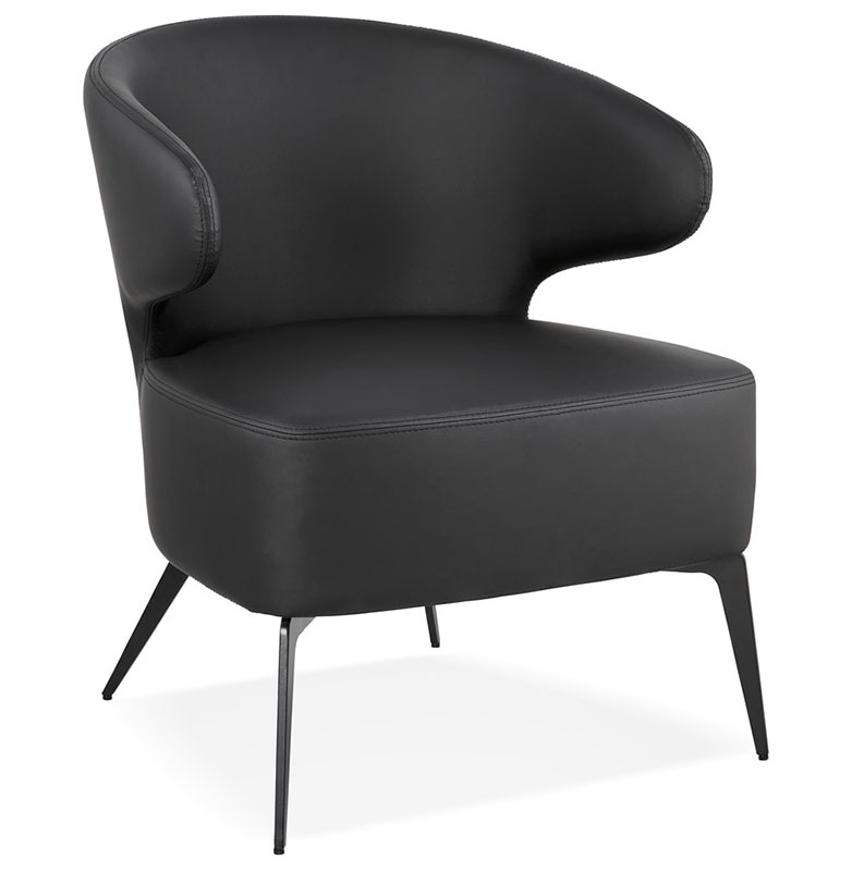 	Fauteuil lounge design à accoudoirs 'STEEL COBBE' noir pieds en métal noir