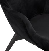 Fauteuil à oreilles capitonné design 'ELEGAN' en velours noir pieds en bois noir