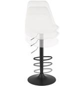 Tabouret de bar réglable design 'BAROK' pivotant en tissu bouclé blanc pied et repose pieds en métal noir dossier haut