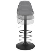 Tabouret de bar réglable 'LUSSO' pivotant velours gris pied et repose pieds métal noir dossier haut