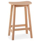 Tabouret de snack mi-hauteur scandinave 'BERE MINI' assise avec 4 pieds en bois naturel