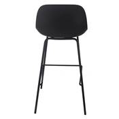 Tabouret de bar intérieur/extérieur 'POOL' noir 4 pieds et repose pieds en métal noir dossier haut