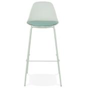 Tabouret de bar moderne 'Tekno' vert avec 4 pieds en métal vert et dossier haut