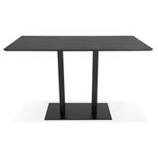 Table de bar haute design 'Tvillin Black XL' bois noir double pied central métal noir – 180 x 90 cm