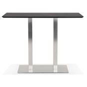 Table de bar haute design 'TVILLIN' bois noir double pied central métal brossé – 150 x 70 cm