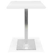 Table de bar haute design 'Tvillin XL' bois blanc double pied central en métal brossé – 180 x 90 cm