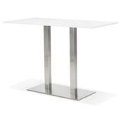 Table bar Mange-debout design 'Tvillin BAR' bois noir double pied central métal brossé - 160 x 80 cm