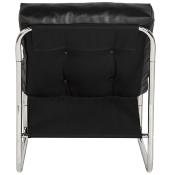 Fauteuil lounge 'Capiton' noir pieds en métal chromé