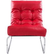 Fauteuil lounge 'Capiton' rouge pieds en métal chromé