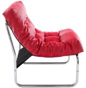 Fauteuil lounge 'Capiton' rouge pieds en métal chromé