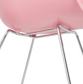 Chaise design à accoudoirs 'Lotusjärn' rose pieds tréteaux en métal chromé