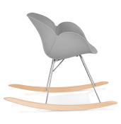 Chaise à bascule design scandinave à accoudoirs 'Gungstöl' grise pieds en bois et métal chromé