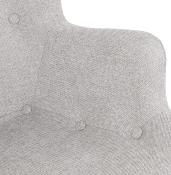 Fauteuil à oreilles capitonné design scandinave 'ELEGAN' en tissu gris pieds en bois naturel
