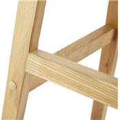 Tabouret de bar design scandinave 'Topo' gris avec 4 pieds en bois naturel et dossier haut
