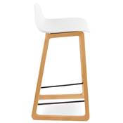 Tabouret de snack mi-hauteur design scandinave 'Skala' blanc pieds tréteaux bois naturel dossier bas