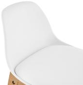 Tabouret de snack mi-hauteur design scandinave 'Topo Mini' blanc 4 pieds bois naturel dossier haut