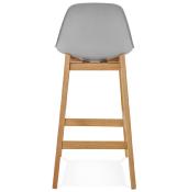 Tabouret de snack mi-hauteur design scandinave 'Topo Mini' gris 4 pieds en bois naturel dossier haut