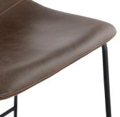 Tabouret de bar design 'Klub' marron avec 4 pieds et repose pieds en acier noir et dossier haut