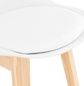 Tabouret de snack mi-hauteur design scandinave 'Chairman Mini' blanc 4 pieds bois dossier haut
