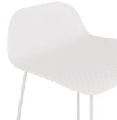 Tabouret de bar design 'Steel' blanc pieds tréteaux et repose pieds en métal blanc et dossier bas