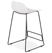 Tabouret de snack mi-hauteur 'Steelblack Mini' blanc repose pieds tréteaux métal noir dossier bas