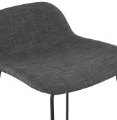 Tabouret de snack mi-hauteur 'Steelblack Mini' tissu gris foncé pieds tréteau noir repose pied dossier bas