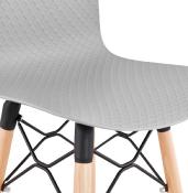 	Tabouret de snack mi-hauteur scandinave 'Slakwood Mini' gris 4 pieds bois repose pieds dossier haut