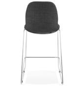 Tabouret de snack mi-hauteur empilable 'Verk Mini' tissu gris foncé 4 pieds en métal chromé dossier haut
