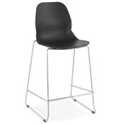 Tabouret de snack mi-hauteur empilable design 'Great Mini' noir 4 pieds en métal chromé dossier haut