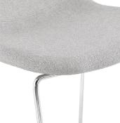 Tabouret de snack mi-hauteur empilable 'Verk Mini' tissu gris 4 pieds métal chromé dossier haut