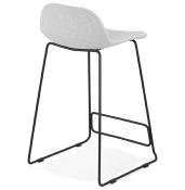 Tabouret de snack mi-hauteur 'Steelblack Mini' tissu gris clair pieds tréteaux métal noir dossier bas