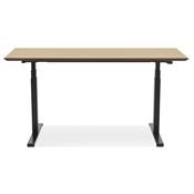 Bureau design assis-debout électrique 'SMALL TECH' en bois naturel pieds métal noir - 150 x 70 cm