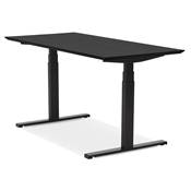 Bureau design assis-debout électrique 'SMALL TECH' noir en bois pieds en métal noir - 150 x 70 cm