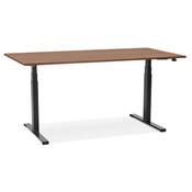 Bureau design assis-debout électrique 'SMALL SEMPLICE' noyer pieds en métal noir - 140 x 70 cm