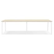 Double bureau bench / table de réunion 'INCONTRO DUE' en bois pieds en métal blanc - 280 x 140 cm