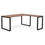 Bureau d'angle design 'MEET L' plateau en noyer avec pieds en métal noir - 160 cm