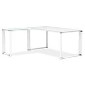 Bureau de direction d'angle design 'GLASSTOP L' plateau en verre pieds métal