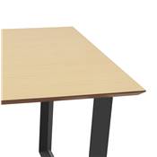 Bureau droit design 'SMART MINI' plateau en bois naturel avec pieds en métal noir - 130 x 70 cm