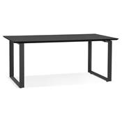 Bureau droit design 'SMART' plateau noir en bois avec pieds en métal noir - 180 x 90 cm