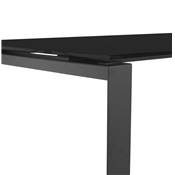 Bureau droit design 'GLASS MEET' plateau en verre noir avec pieds en métal noir - 160 x 80 cm