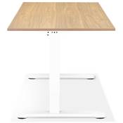 Bureau droit réglable en hauteur design 'MODULARE MINI' en bois pieds en métal blanc - 140 x 70 cm