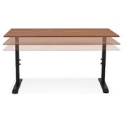 Bureau droit réglable en hauteur design 'MODULARE MINI' en noyer pieds en métal noir - 140 x 70 cm