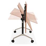 Bureau droit / table de travail pliante design 'ARCHI MINI' noyer pieds métal noir - 140 x 70 cm