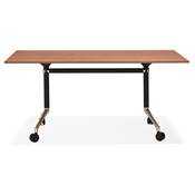 Bureau droit / table de travail pliante design 'ARCHI' en noyer pieds en métal noir - 160 x 80 cm