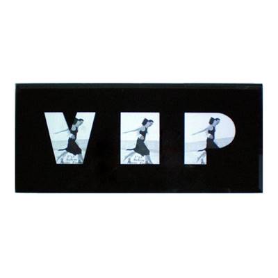 Cadre photos mural 'Vip' noir en verre