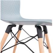Chaise scandinave design 'Sländak Woody' bleue avec 4 pieds en bois naturel et métal noir