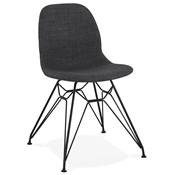 Chaise design 'Norsk Black' en tissu gris avec 4 pieds en métal noir