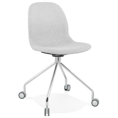 Chaise de bureau à roulettes design 'RULES' en tissu gris clair avec pied en métal chromé