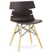 Chaise scandinave design 'Sjöbo' noire avec 4 pieds en bois naturel et métal noir